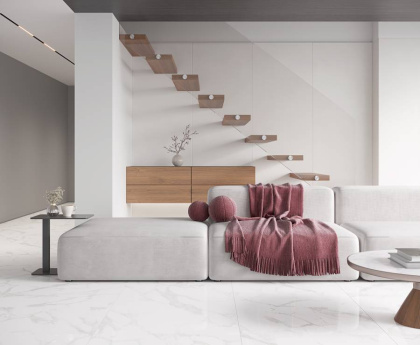 Statuario Perfect Silver Керамогранит белый 80х80 Полированный