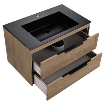 База под раковину Chiara 2D 800 подвесная, 2 выкатных ящика soft-close, N.Oak