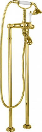 MARGOT-VDP-01-Bi Напольный смеситель для ванны с ручным душем Исполнение: Хром, Ручки: Белая 