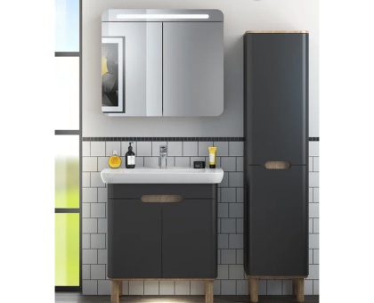 Пенал Sentо, с корзиной для белья, 40 см, цвет матовый антрацит, левосторонний  ( ножки 61069 заказываются отдельно )