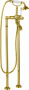 MARGOT-VDP-03/24-Bi Напольный смеситель для ванны с ручным душем Исполнение: Золото 24 карат, Ручки: Белая 