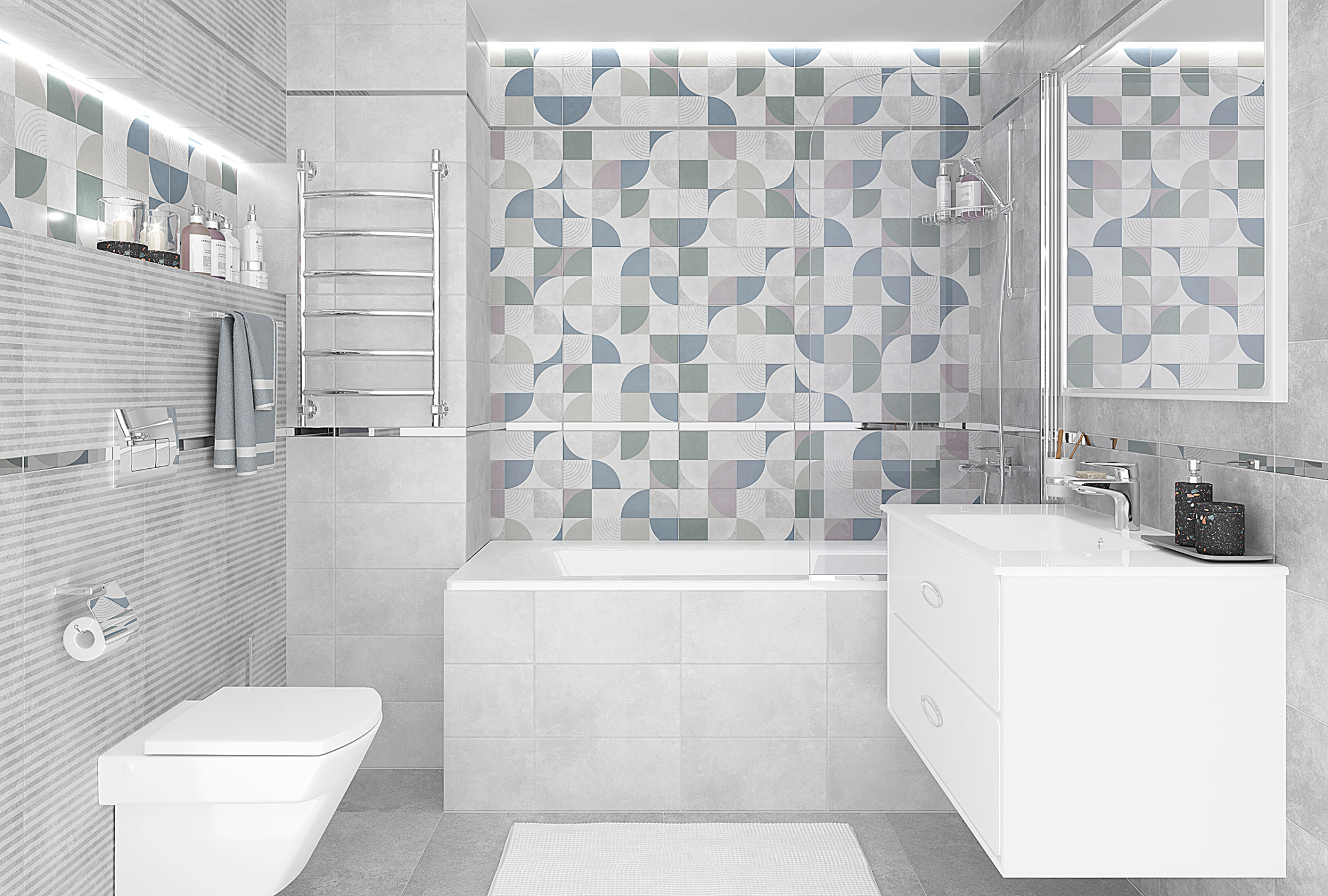 Atlas Плитка настенная серый мозаика 08-00-06-2458 20х40