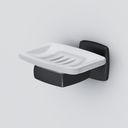 A9034222 Gem, Стеклянная мыльница с настенным держателем, черная A9034222 Gem, Стеклянная мыльница с настенным держателем, черная