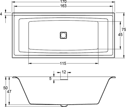 Акриловая ванна  STILL SQUARE LED 170x75 R RIHO FALL Акриловая ванна  STILL SQUARE LED 170x75 R RIHO FALL