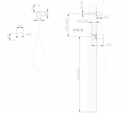 Смеситель ABBER Rund AF8725 с гигиеническим душем, хром Смеситель ABBER Rund AF8725 с гигиеническим душем, хром