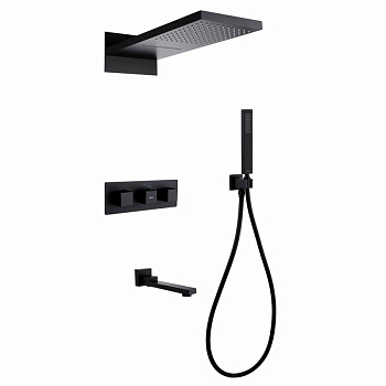 Душевая система ABBER Daheim AF8253B скрытого монтажа с изливом, термостат, черный матовый Душевая система ABBER Daheim AF8253B скрытого монтажа с изливом, термостат, черный матовый
