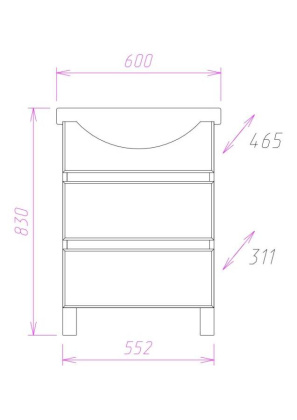 Тумба Onika Элита 60 напольная, белая (ум. Грация 60)