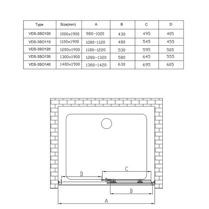 Душевая дверь Soft VDS-3SO100CL, 1000, хром, стекло прозрачное