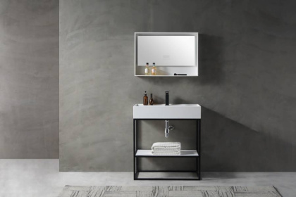 Консоль с раковиной ABBER Stein AS2630 напольная, белая матовая