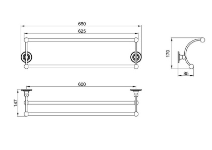 Полотенцедержатель двойной Timo Nelson 160056/02 antique
