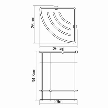 Полка металлическая двойная, 26х34,3х26 см, хром, K-522