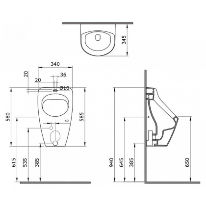 Писсуар подвесной Bocchi Parma с сенсорным управлением 1163-001-0131 белый, шт Писсуар подвесной Bocchi Parma с сенсорным управлением 1163-001-0131 белый, шт