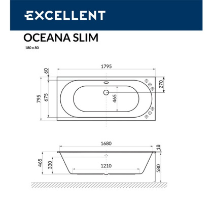 Ванна EXCELLENT Oceana Slim 180x80 "SOFT" (бронза) Ванна EXCELLENT Oceana Slim 180x80 "SOFT" (бронза)