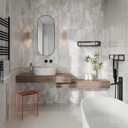 Бордюр настенная SPA047R Белем серый светлый 30см*2,5см*19мм (1уп/27шт/0,203м2) глянц.обрезн, шт