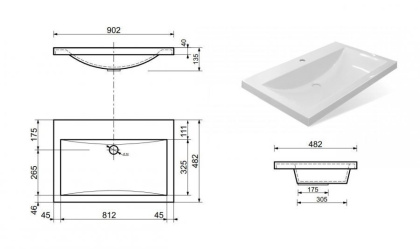 Раковина "Monaco 90 silk" 900х480 Раковина "Monaco 90 silk" 900х480