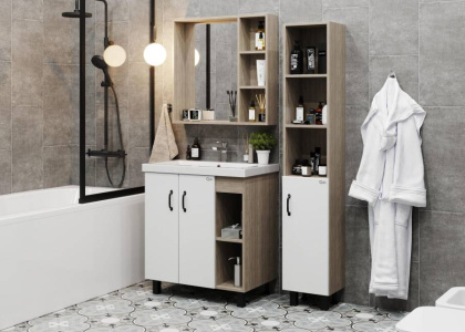 Тумба Onika Тимбер 70 напольная, белая мат./дуб сонома (ум. Фостер 70)