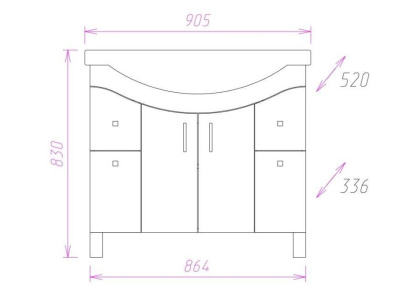 Тумба Onika Эльбрус 90 напольная, белая (ум. Эльбрус 90)
