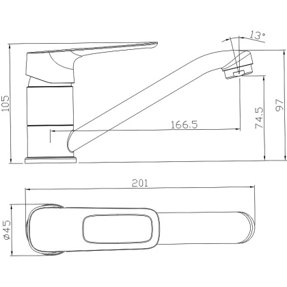 Смеситель Rossinka RS46-22 для раковины с поворотным изливом