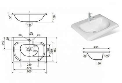 Раковина "Оливия 60" 600х450 Раковина "Оливия 60" 600х450