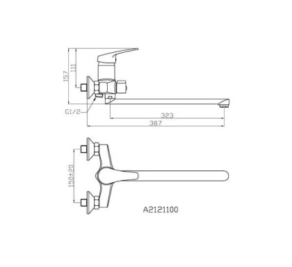 Смеситель для ванны/душа Agger Exact A2121100 с душевым набором Смеситель для ванны/душа Agger Exact A2121100 с душевым набором