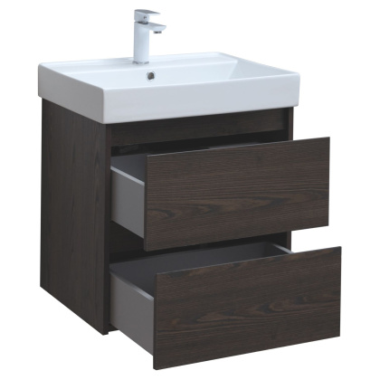 Тумба под раковину Aquanet Nova Lite 60 дуб черный (2 ящика)