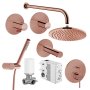 Набор встроенной душевой системы Origin на 3 направления, медь (верхняя лейка, излив, ручной душ, смеситель встроенный внешняя и внутренняя часть)