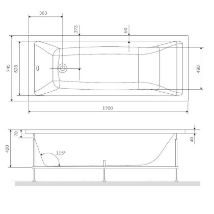 W93A-170-075W-R Gem  каркас для ванны 170х75 см W93A-170-075W-R Gem  каркас для ванны 170х75 см