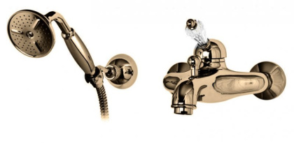 VINTAGE-VDM-01-Sw Смеситель для ванны и душа с ручным душем Исполнение: Хром, Ручки: Swarovski  VINTAGE-VDM-01-Sw Смеситель для ванны и душа с ручным душем Исполнение: Хром, Ручки: Swarovski