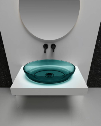 Раковина накладная прозрачная ABBER Kristall AT2801Aquamarin бирюзовая Раковина накладная прозрачная ABBER Kristall AT2801Aquamarin бирюзовая