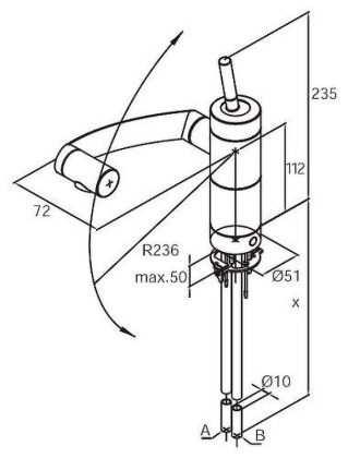 290007464 ARC Смеситель для кухни, Хром,  поворотный излив 236 мм, шт