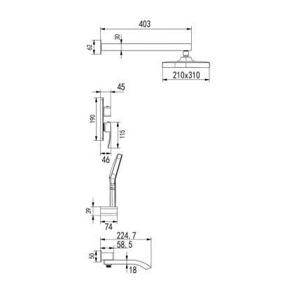 Душевая система встраиваемая Rose R1535F, белый/хром Душевая система встраиваемая Rose R1535F, белый/хром