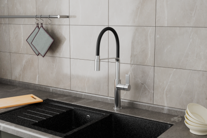 Смеситель для кухонной мойки с гибким изливом RUSH (MS9035-35Black) 