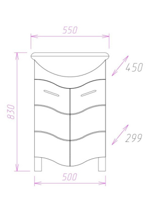 Тумба Onika Лайн 55 напольная, белая (ум. Уют 55)