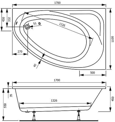 Акриловая ванна VAGNERPLAST HAPI 170x110 Right Акриловая ванна VAGNERPLAST HAPI 170x110 Right