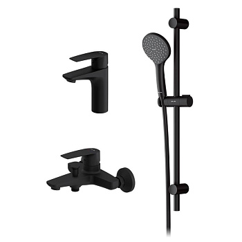 F42990A00 Gem, набор 3в1: Смеситель д/умывальника, Смеситель д/ванны/душа, душевой комплект, Черный, шт.