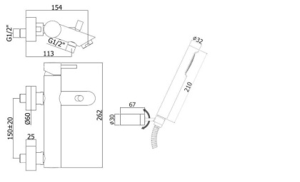 Смеситель для ванны с душем Paffoni Light LIG023HG Смеситель для ванны с душем Paffoni Light LIG023HG
