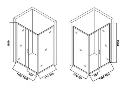 Душевой уголок Orange E23-15080TCR без поддона 150х80, стекло прозрачное