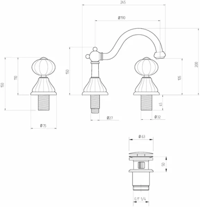 Смеситель для раковины Migliore Olivia 19023 Смеситель для раковины Migliore Olivia 19023