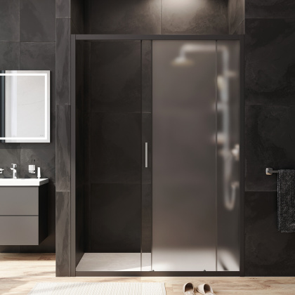 W90G-140-1-195BM Gem Solo Дверь душевая 140х195, стекло матовое, профиль Черный матовый