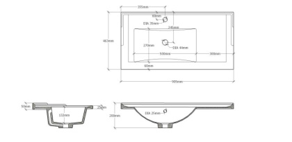 Раковина Onika 90 крыло справа Раковина Onika 90 крыло справа