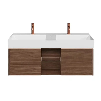 Тумба GRANDE подвесная 120, 2 ящика + открытая зона, структурированный орех Тумба GRANDE подвесная 120, 2 ящика + открытая зона, структурированный орех