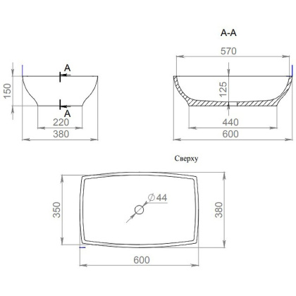 Раковина Salini Gloria 04 60х38 1102204M Раковина Salini Gloria 04 60х38 1102204M