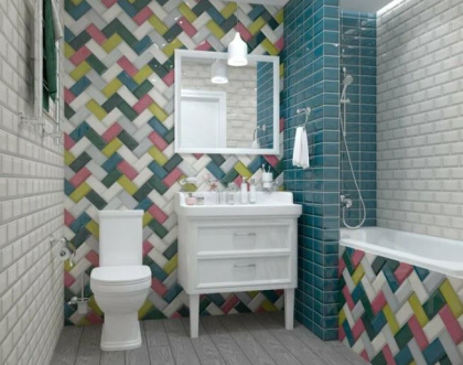 Плитка настенная 16054 Клемансо серый темный грань 7,4*15 (80шт/0,89м2), м2