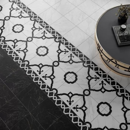 Декор Фрагонар наборный белый 1/4 розона 30x30x0,9