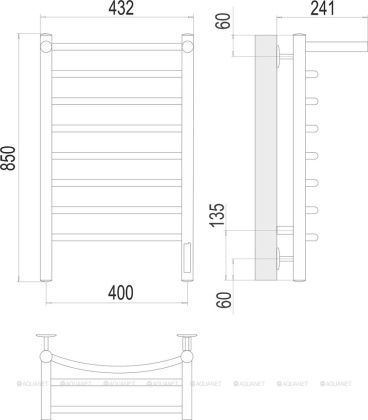 Полотенцесушитель Terminus Классик с/п П8 400х850 электро Полотенцесушитель Terminus Классик с/п П8 400х850 электро