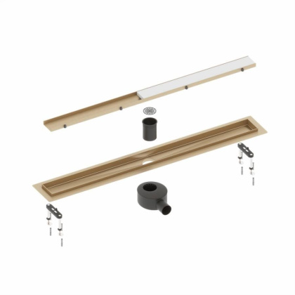 Душевой лоток TIMO Drain System 1000 с двусторонней панелью "plate" под плитку, Чёрный