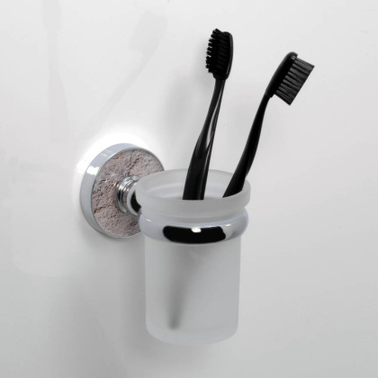 Подстаканник одинарный Nau, 7х10х11,1 см, хром и белый, K-7728