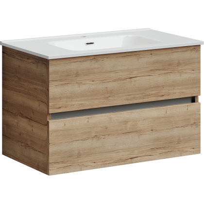 Тумба подвесная SANCOS Urban 790х450х550, c двумя ящиками оснащенными доводчиками, дуб галифакс натуральный , арт. UR80EG