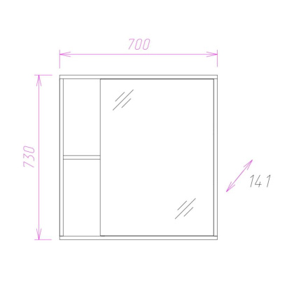Шкаф-зеркало Onika Дельта 70 ясень шимо, универсальный Шкаф-зеркало Onika Дельта 70 ясень шимо, универсальный