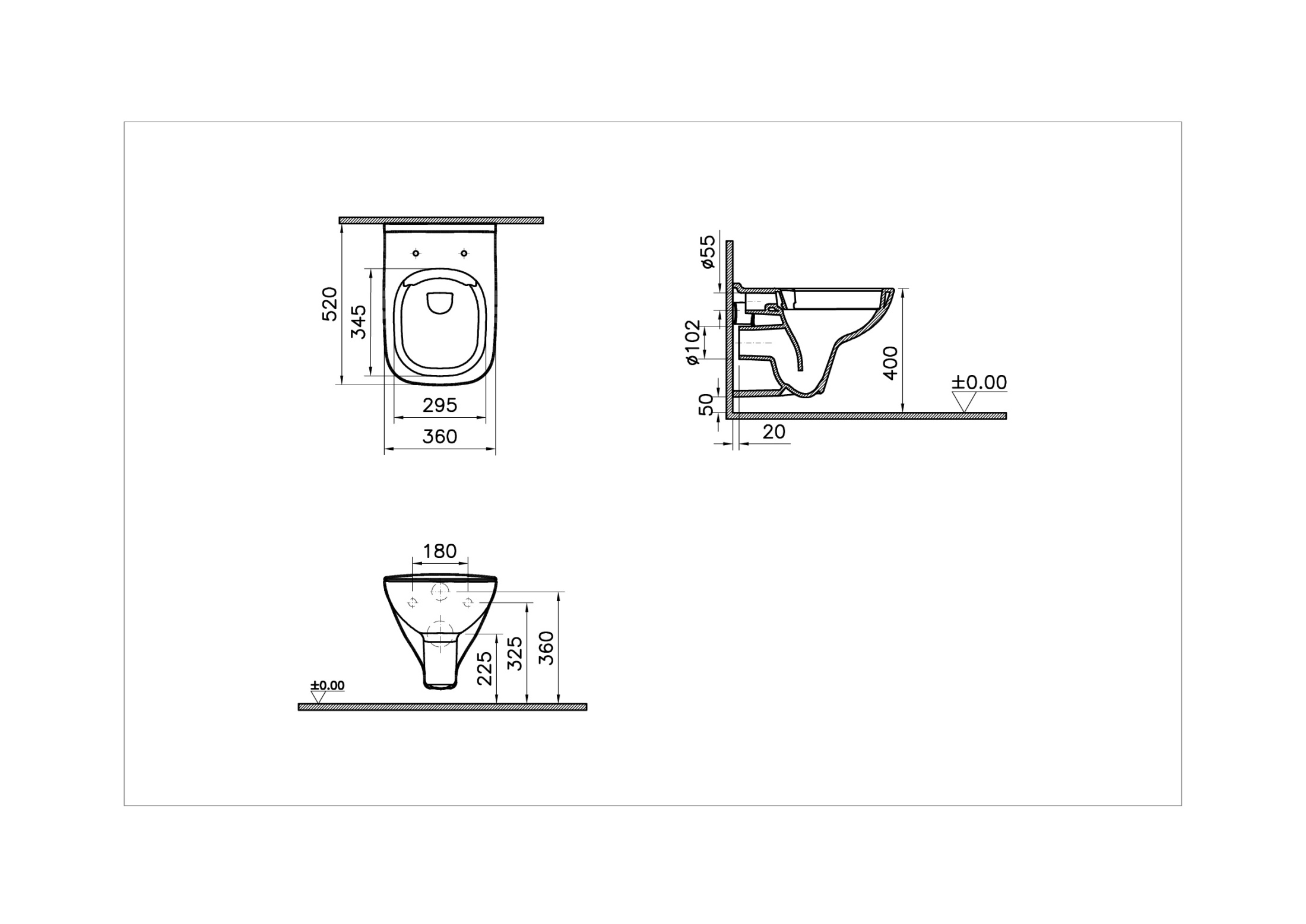 Унитаз VitrA S20 безободковый фарфор, антибактериальная глазурь 7508B003-0075 Унитаз VitrA S20 безободковый фарфор, антибактериальная глазурь 7508B003-0075